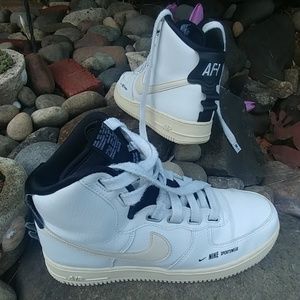 Nike Women's Af1 White and Cream High-Top Sneakers